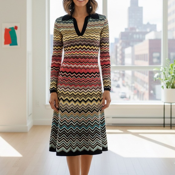 Missoni Dresses & Skirts - MISSONI Zig-Zag Knit Midi Dress Size Medium 38 (2)